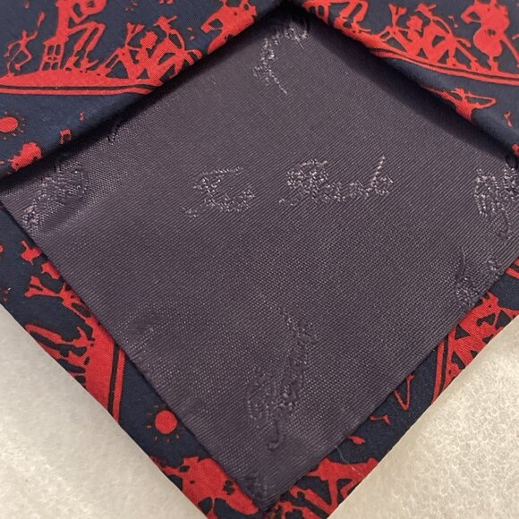 Charleston Tie Rack Navy Blue & Red 100% Silk Tie Necktie Made in Italy 60"x3.75 - Picture 3 of 8